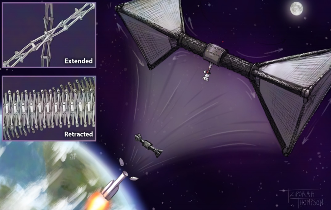 Kilometer-Scale Space Structures from a Single Launch