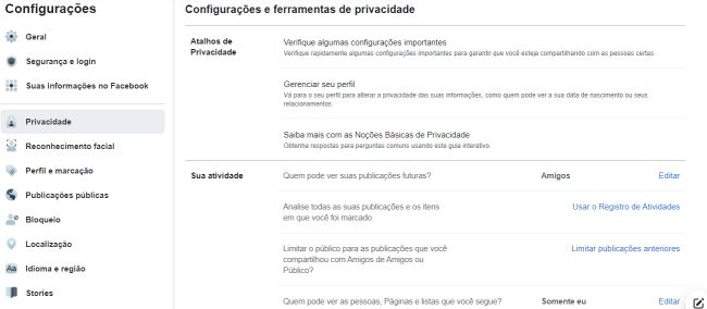 Revise as configurações de privacidade dos seus perfis.