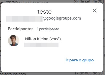 O grupo criado no Google Groups, mas ainda sem convidados.