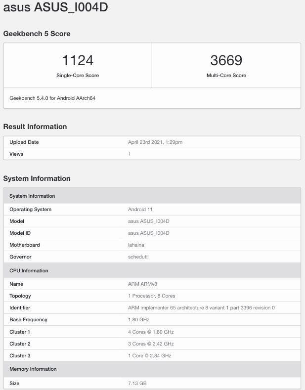 Suposto ZenFone 8 apareceu no Geekbench.