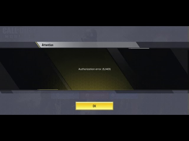 Authorization Error screen on COD: Mobile. (Source: Activision, YouTube / Playback)