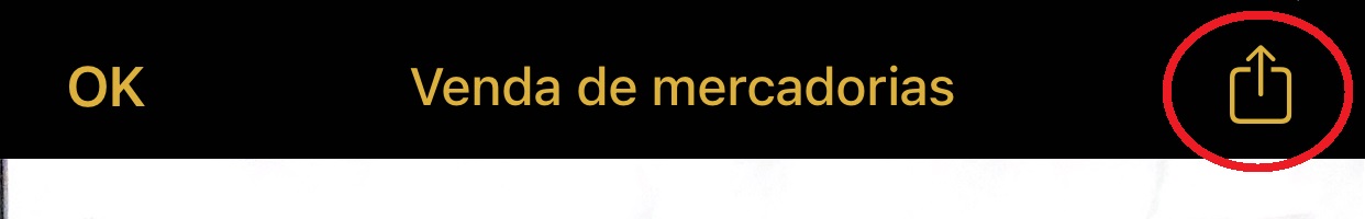 Aperte no ícone na parte superior da tela para compartilhar o seu documento