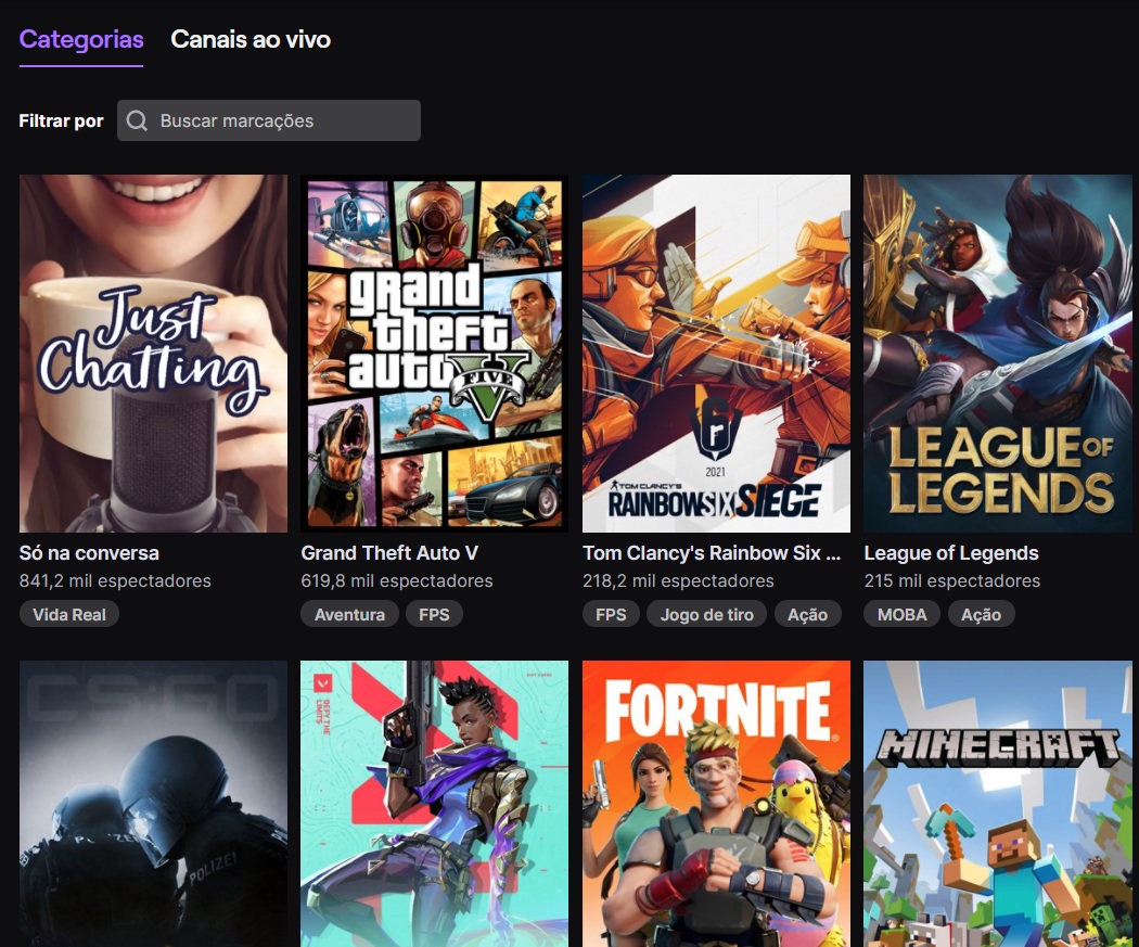 As categorias do Twitch não costumam ser tão específicas assim