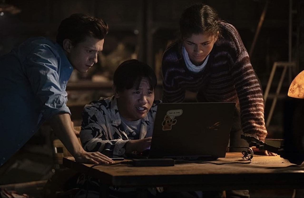 Zendaya, Tom Holland e Jacob Batalon em 'Homem-Aranha: No Way Home'.