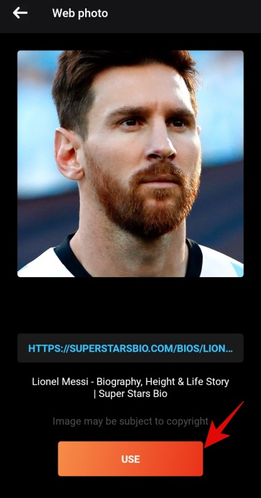 Confirming the choice of the photo of the Argentine player Lionel Messi.