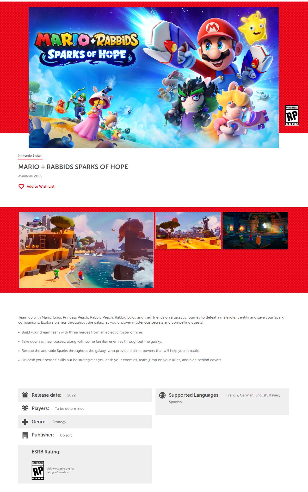 Mario + Rabbids: Sparks of Hope é anunciado para Switch na E3 2021
