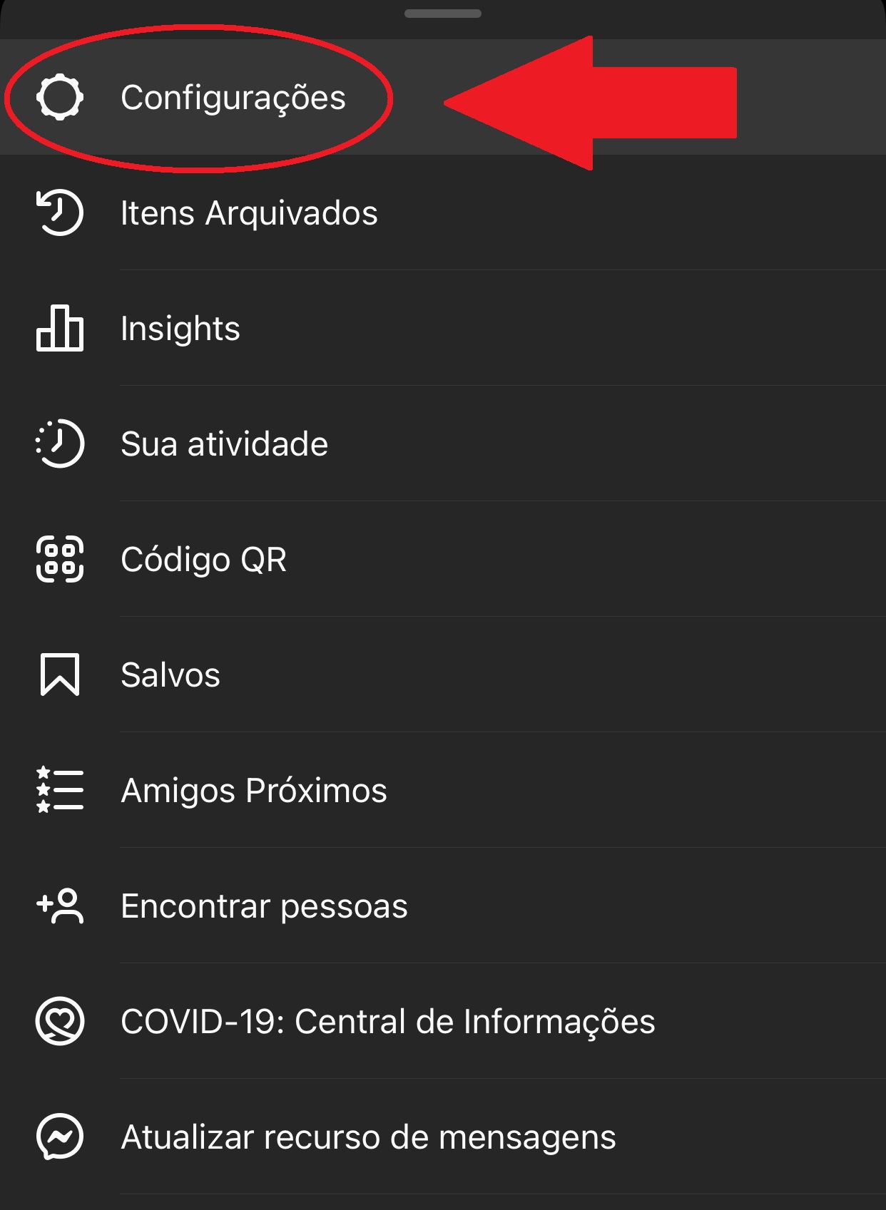 Entre em "Configurações"