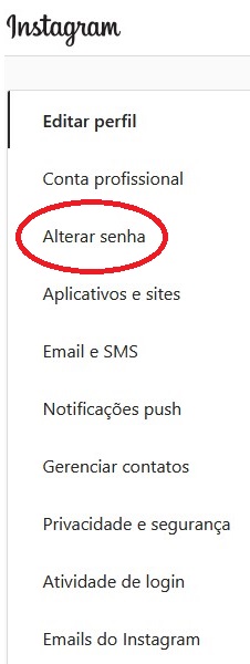 Na primeira coluna, na esquerda, clique na opção "Alterar senha"