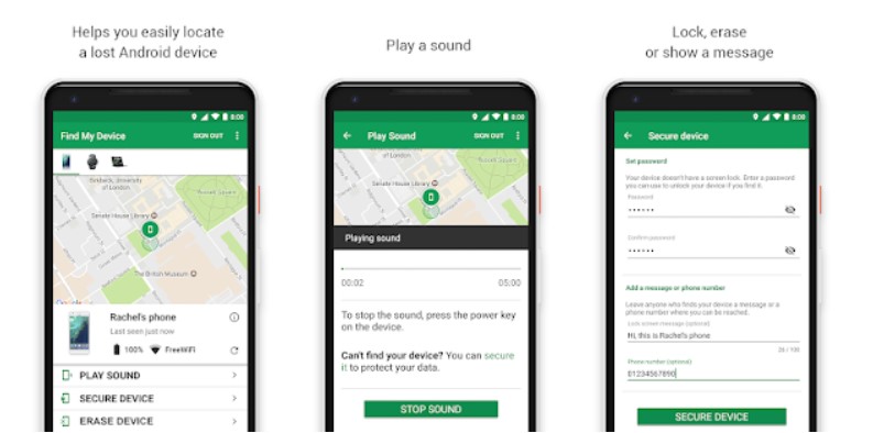 App Encontre Meu Dispositivo da Google está disponível na Play Store.