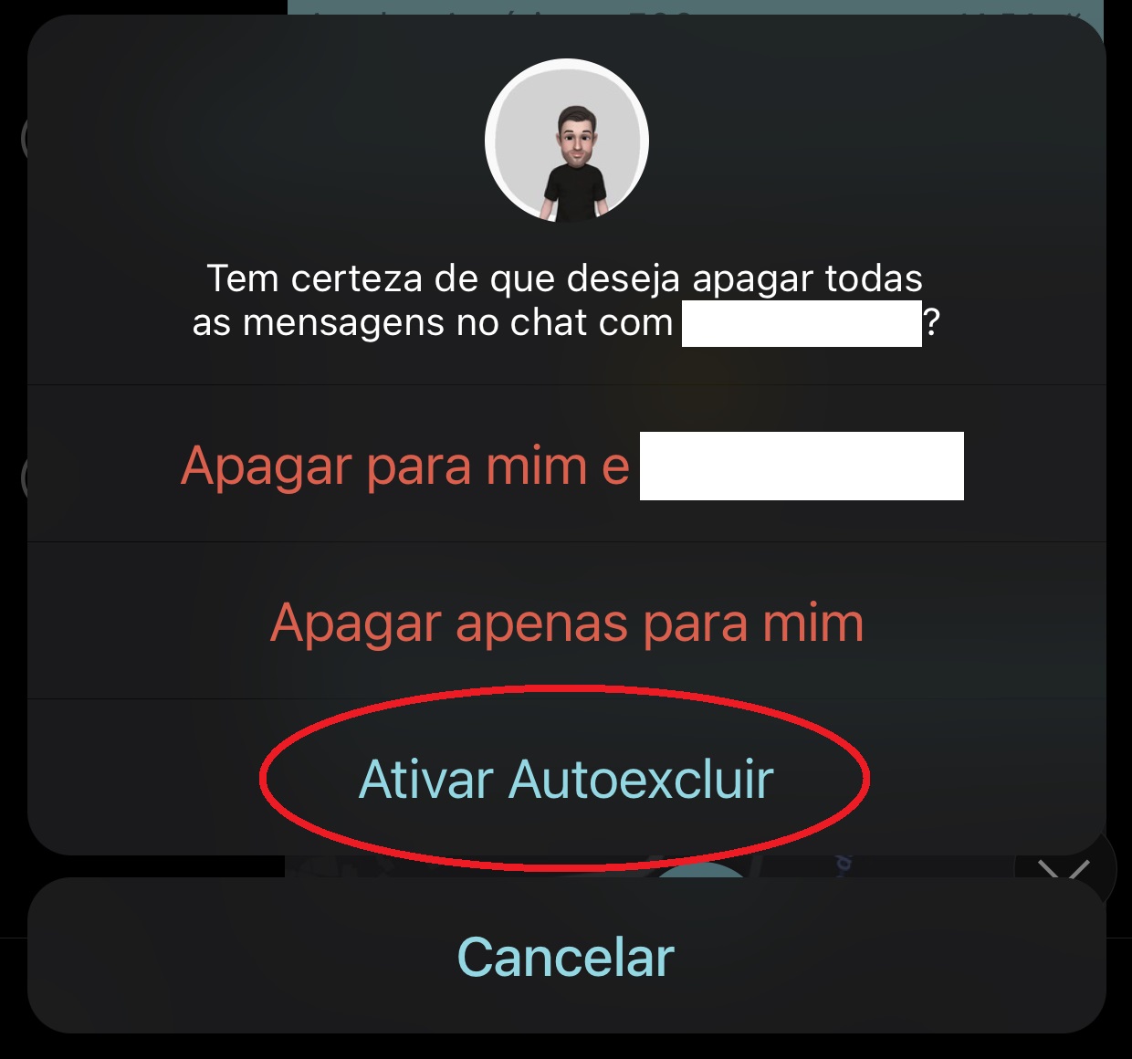 Escolha a opção "Autoexcluir"