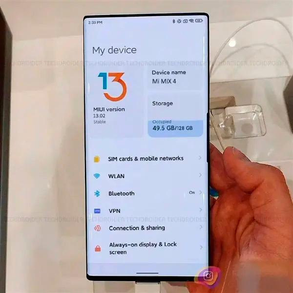 Leaked image of supposed Xiaomi Mi Mix 4 running MIUI 13.