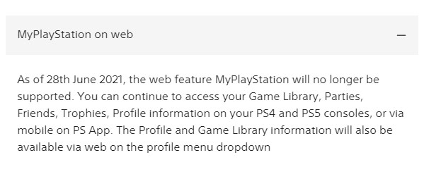 Aviso oficial da Sony sobre fim da MyPlayStation
