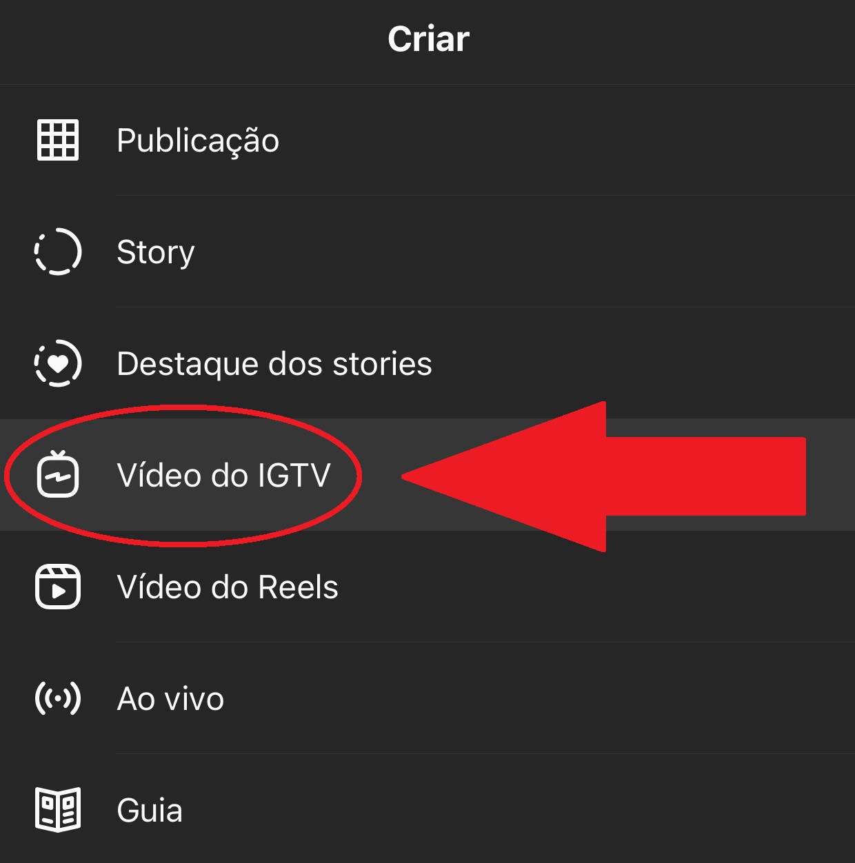 Selecione a opção