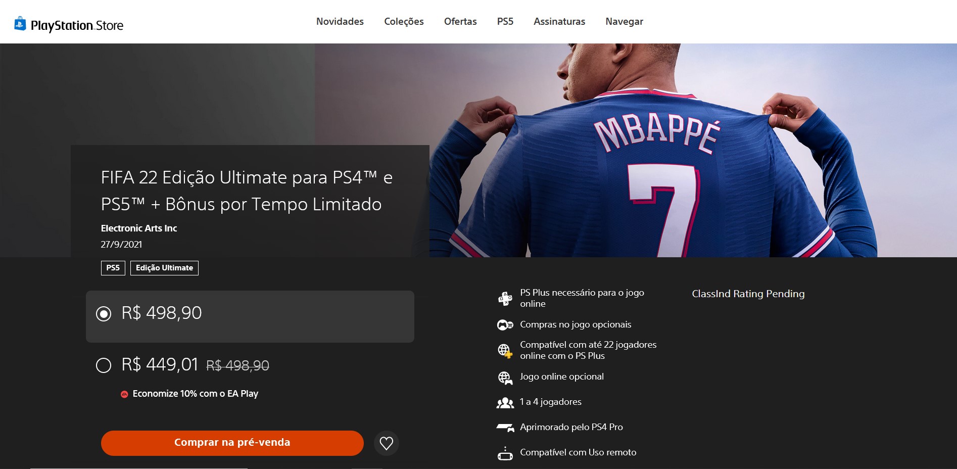 Quando FIFA 22 fica de graça no EA Play?