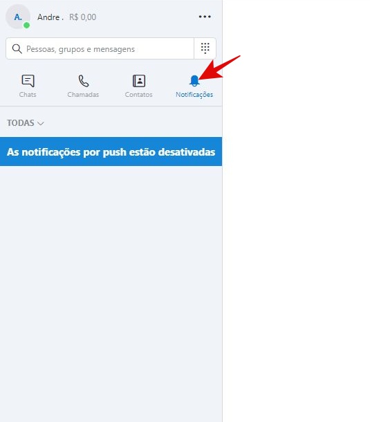 Notificações recebidas.