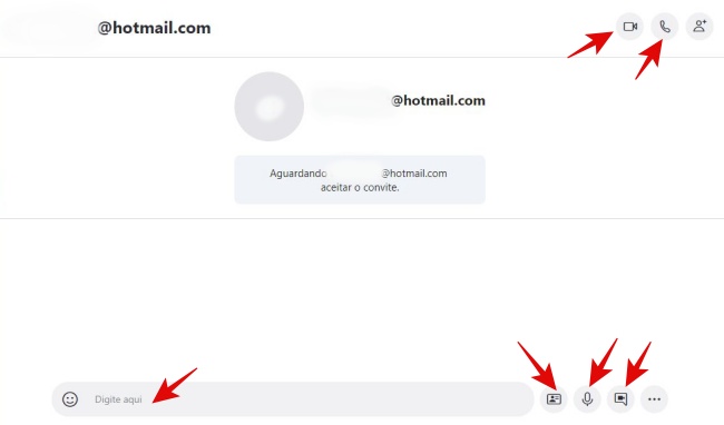 Janela de conversa no Skype Web.