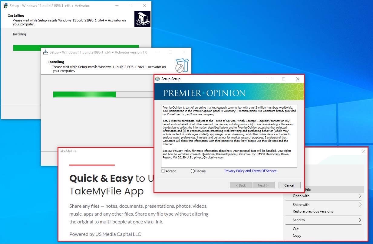 Programas simulam instaladores do Windows 11 para implantar arquivos maliciosos. (Fonte: Kaspersky/Reprodução)