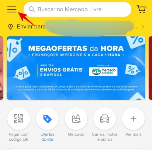 Tela inicial do app.