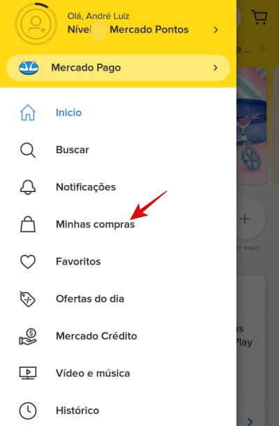Abrir menu de compras.