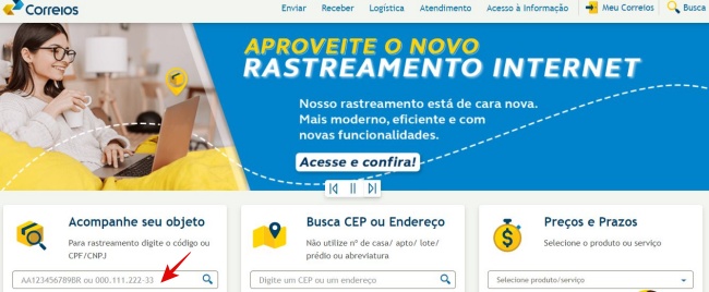 Acompanhe a entrega pela página dos Correios.