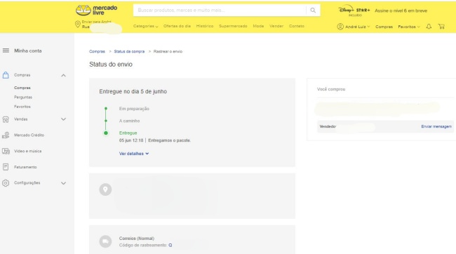 Informações sobre as compras antigas também podem ser acessadas.