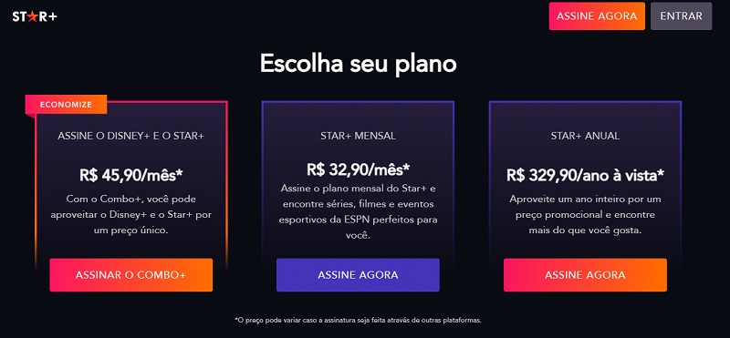 disney plus star preço