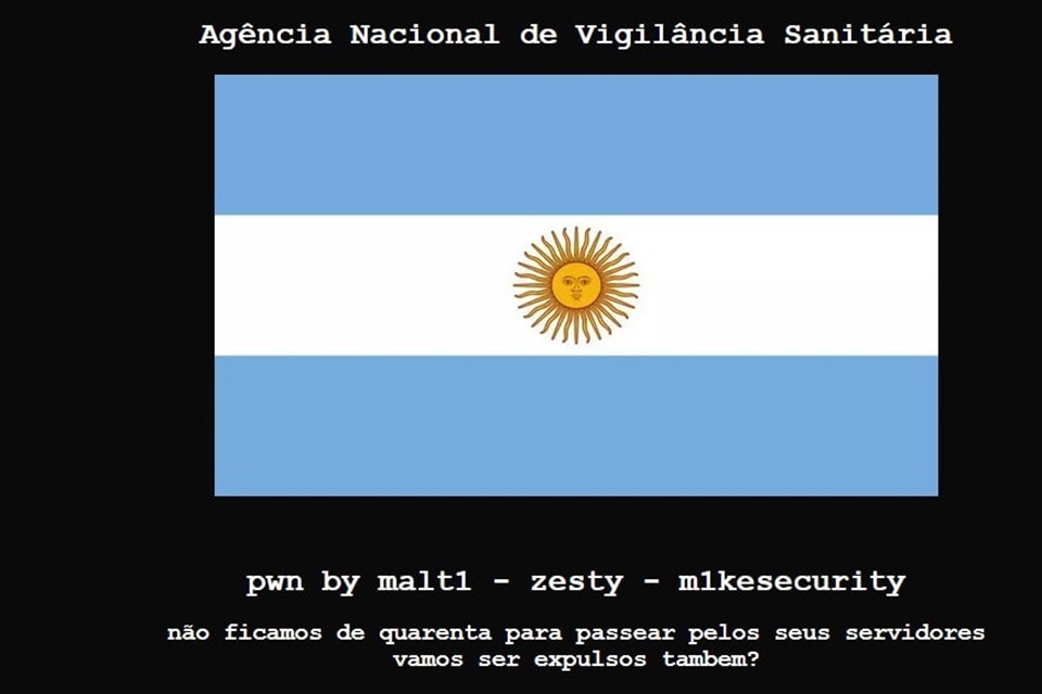 Página da Anvisa sofre deface com bandeira da Argentina e sai do ar