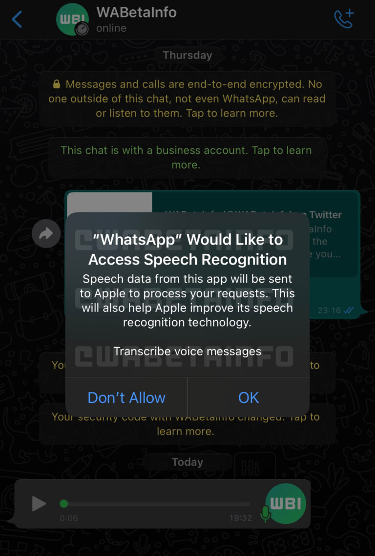 WhatsApp transcrição