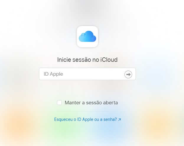 Para acessar o iCloud Web é preciso se logar com o seu Apple Id