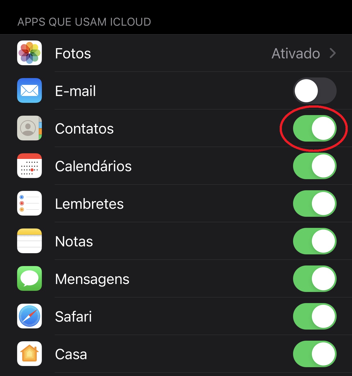 Procure a opção de chaveamento dos contatos