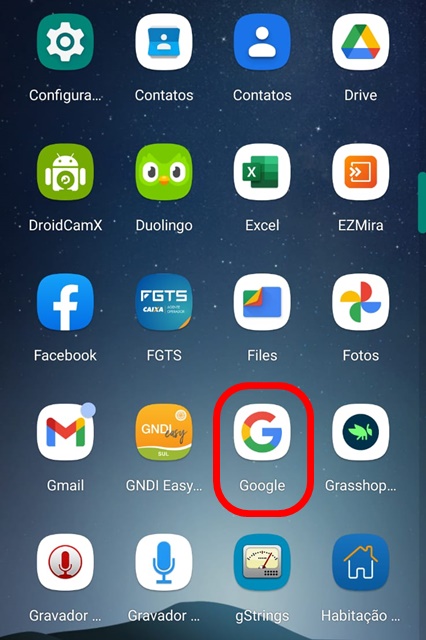 Abra o aplicativo da Google.