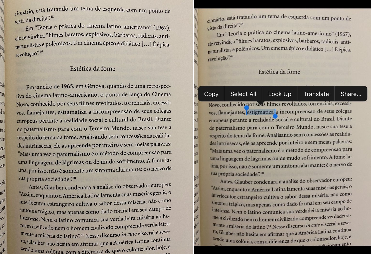 Se desejar, selecione todas as palavras dispostas na página de um livro. (Tecmundo/Reprodução)