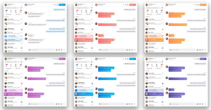 Algumas das opções coloridas do app.