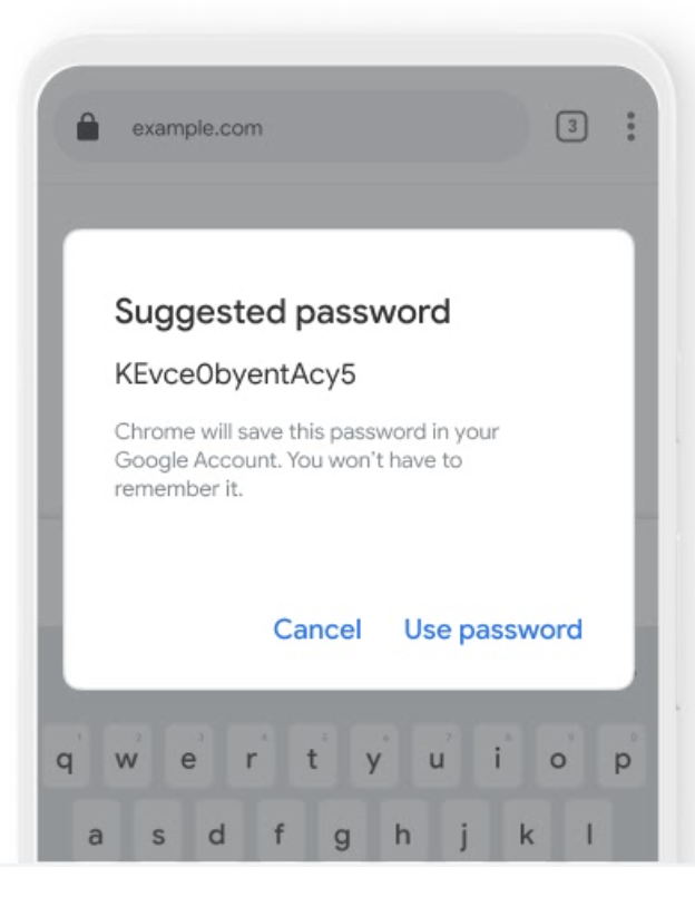 Recurso de geração de senha forte (Fonte: Google/Reprodução)