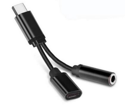 Imagem: Splitter Adaptador de áudio e carregamento USB-C