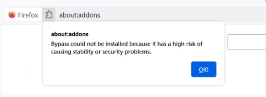 Quem tenta instalar as extensões Bypass agora recebe essa mensagem de segurança avisando do ocorrido.