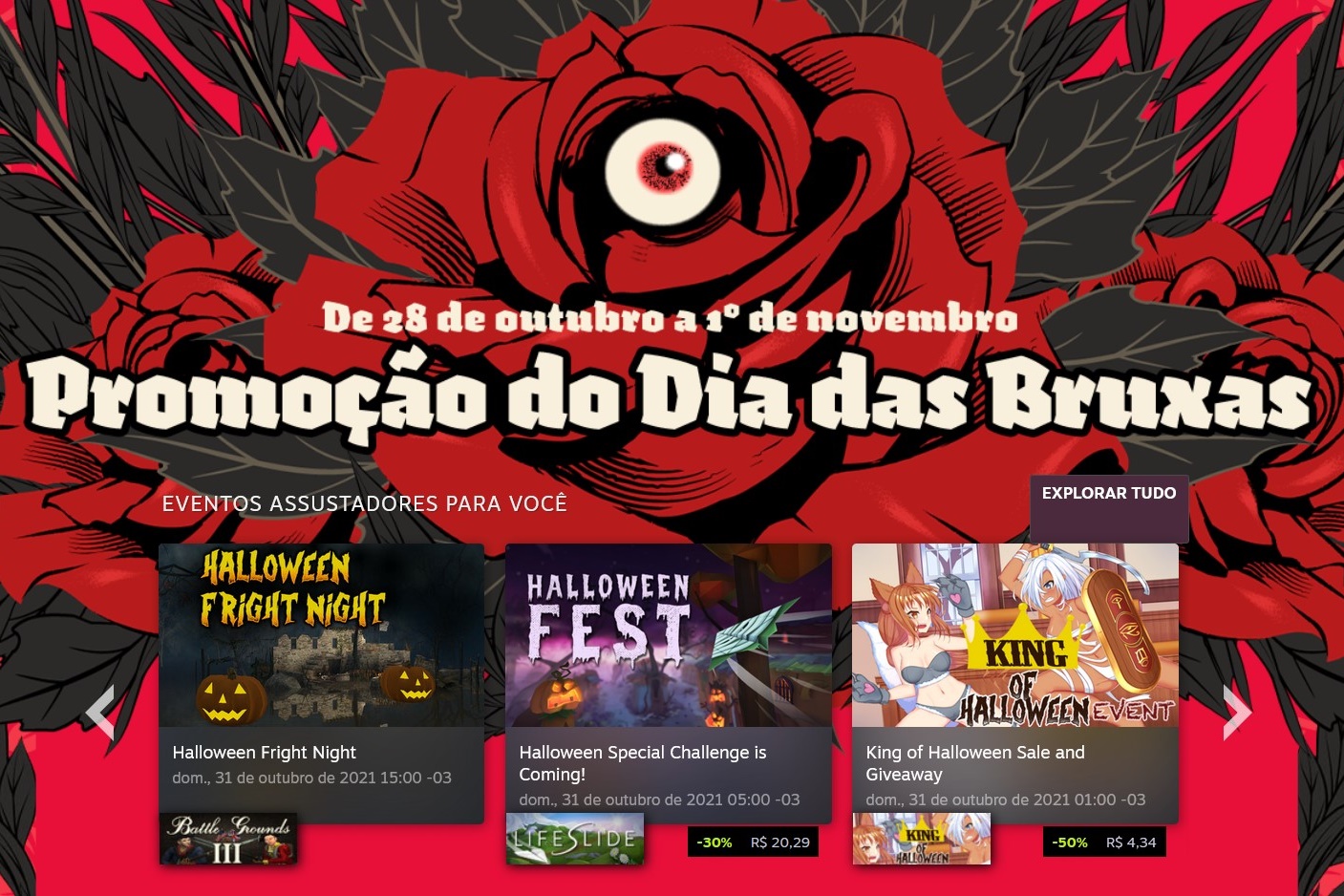 Steam: ‘Promoção do Dia das Bruxas’ tem até 80% de desconto