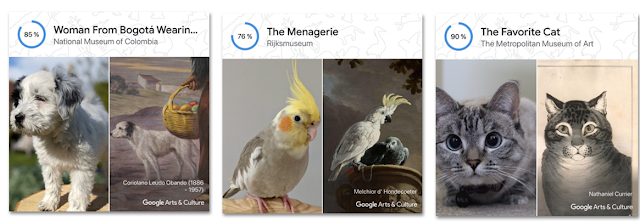 Resultados do Pets Portraits, disponibilizado pela Google. (Fonte: Google / Divulgação)