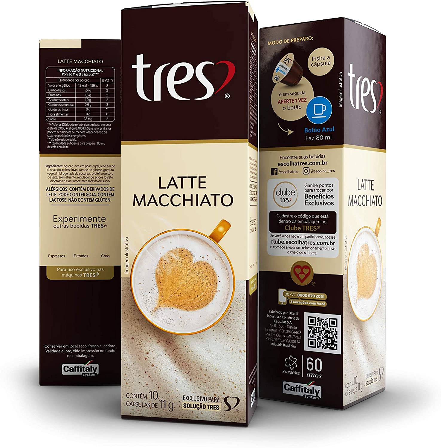 Imagem: Cápsula de Bebida Cremosa, Latte Macchiato, Tres, 3 Corações