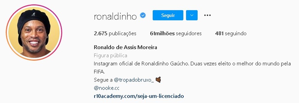 Former player Ronaldinho Gaucho is second on the list.