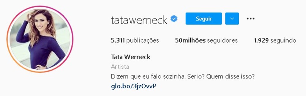 The comedian Tatá Werneck is successful at IG.
