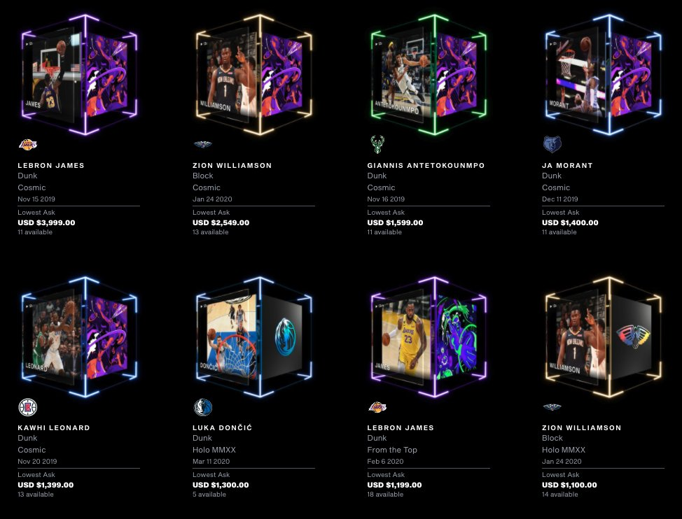 NBA NFT Collection offers videos of the best plays in a collectable card format.  (Source: itsBlockchain / Reproduction)
