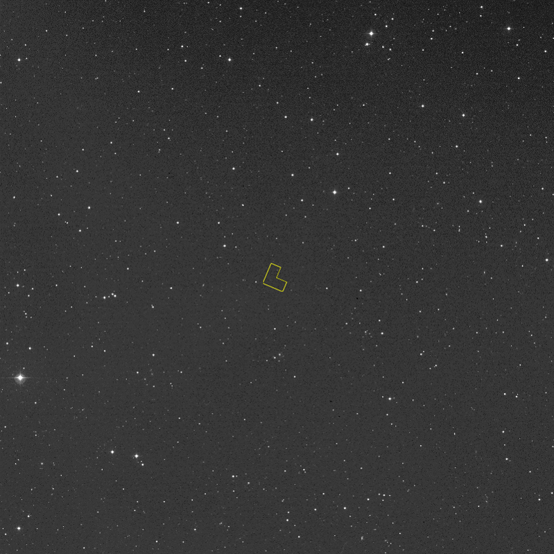 The empty region in the sky, demarcated in the yellow L-box, observed for obtaining the Hubble Deep Field image