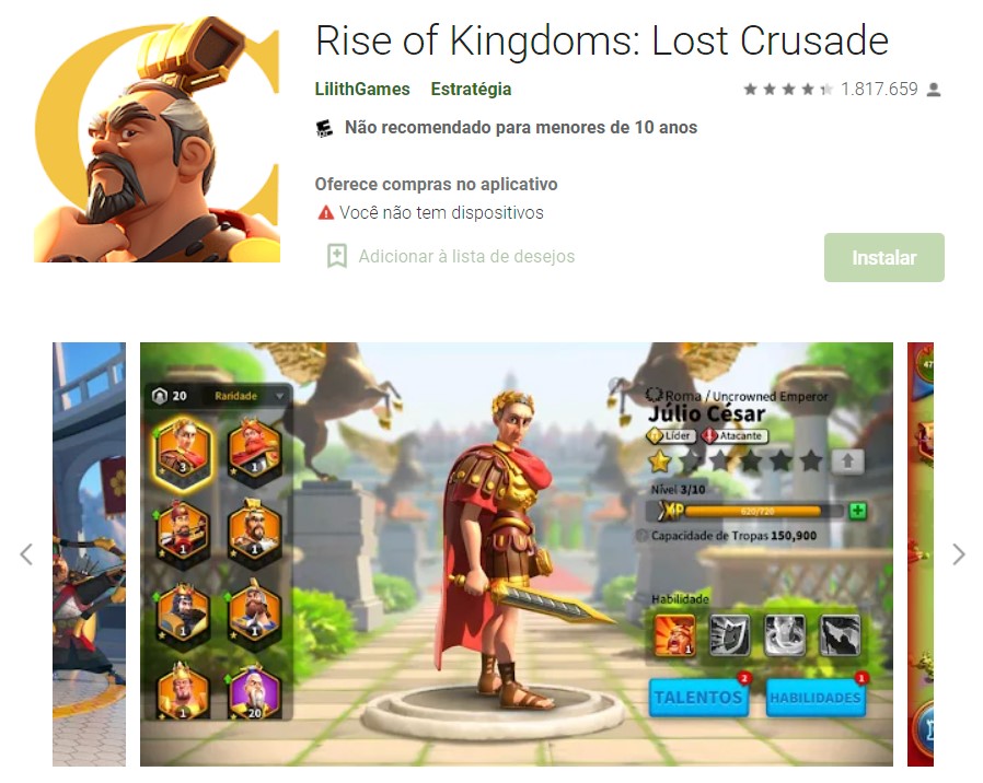 Rise of Kingdoms: Lost Crusade também está disponível para Android