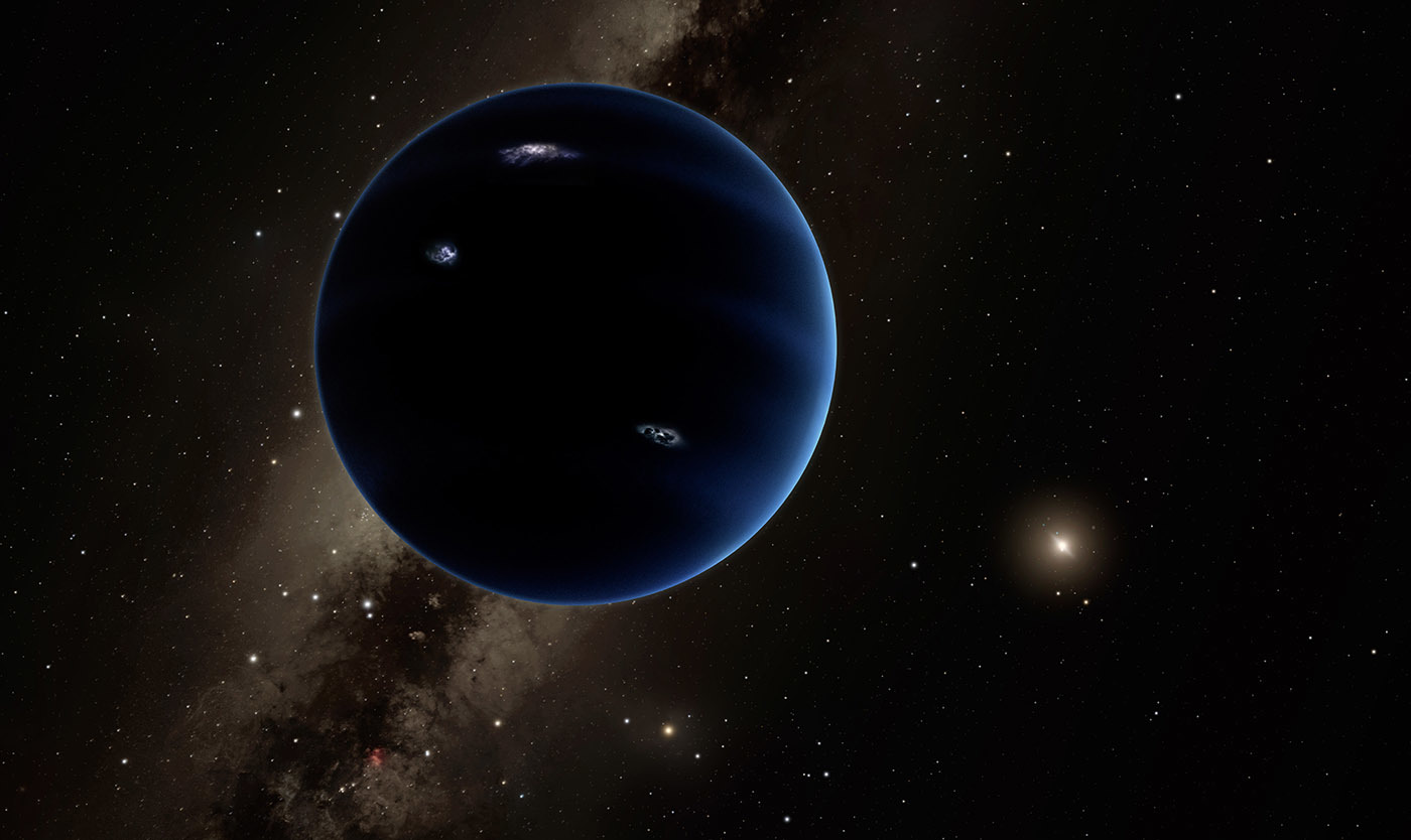 Artistic conception of Planet X, with the Sun in the background as the brightest point.