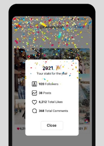 O app até mesmo mostra um resumo do seu perfil para o ano, mostrando quanto a sua conta cresceu neste ano. (Fonte: BestGrid/Reprodução)