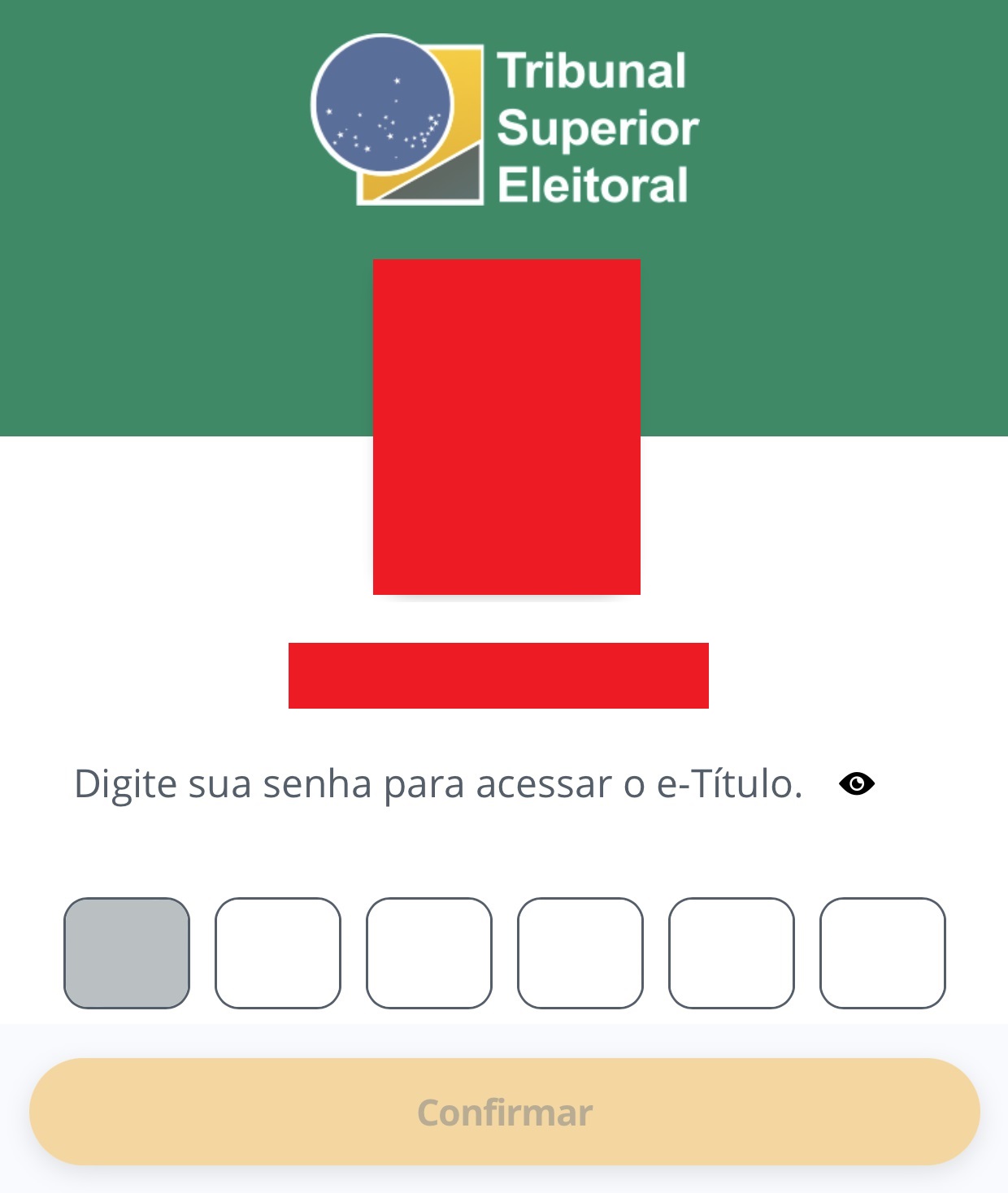 O e-título, mesmo no seu smartphone, exige uma senha para apresentar os seus dados