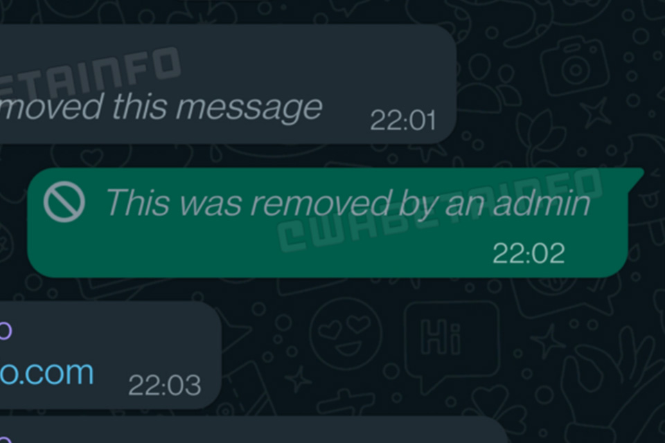 WhatsApp permitirá que administradores apaguem qualquer mensagem