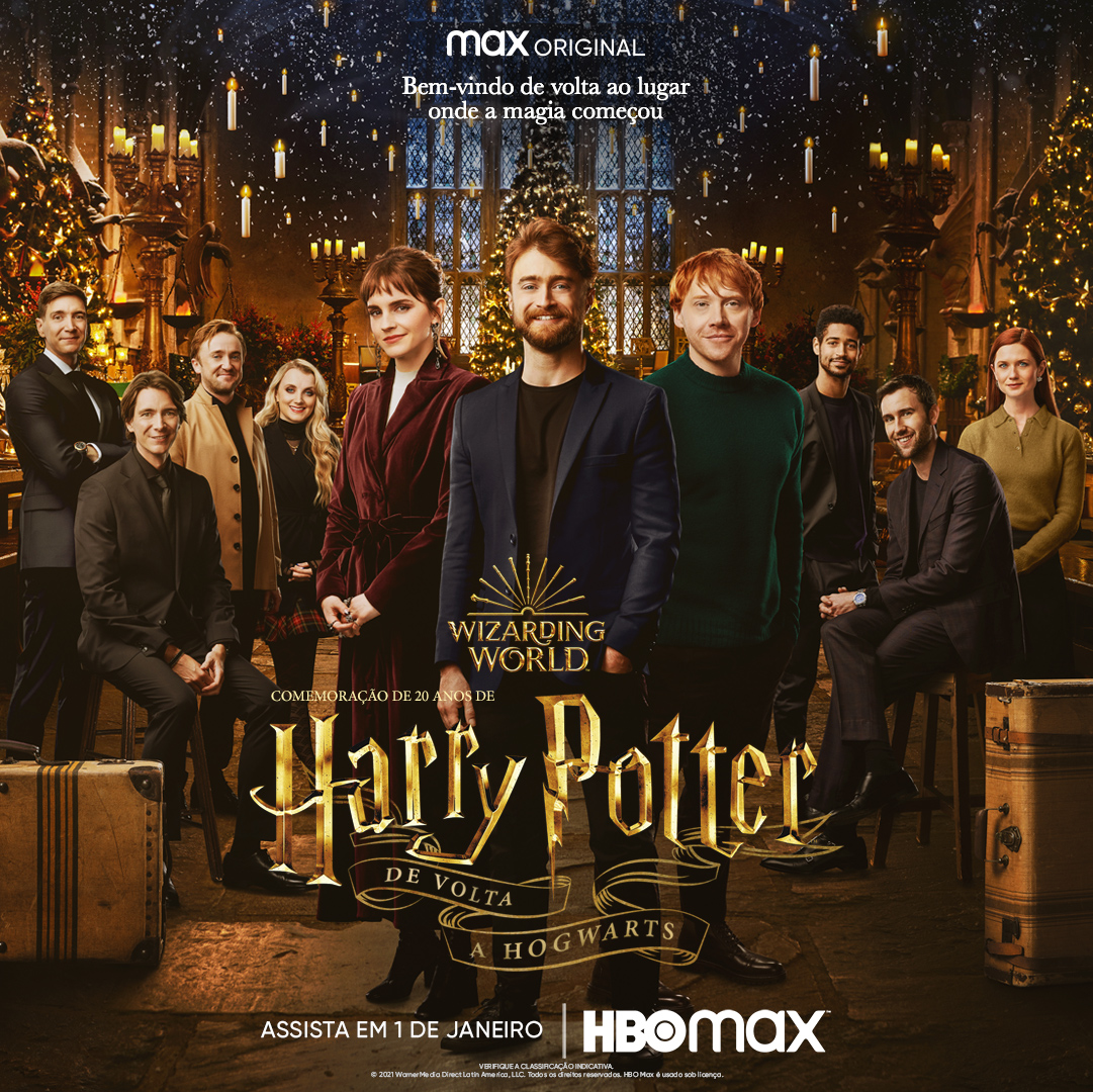 Pôster oficial de "Harry Potter 20 Anos: De Volta a Hogwarts", com o elenco reunido | Foto: Divulgação/HBO Max