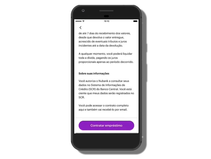 Se estiver de acordo, confirme o empréstimo. (Fonte: BlogNubank/Divulgação)
